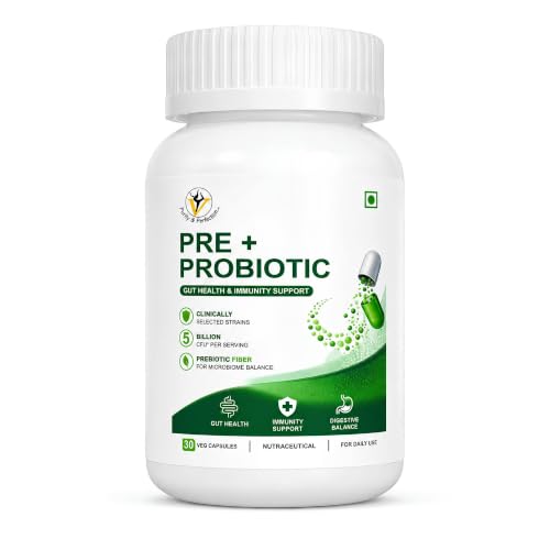 Image of Prebiotic & Probiotic with Saccharomyces Boulardii, IBS, Diarrhea,Lactose Intolerance | For gut health| 30 veg Capsules