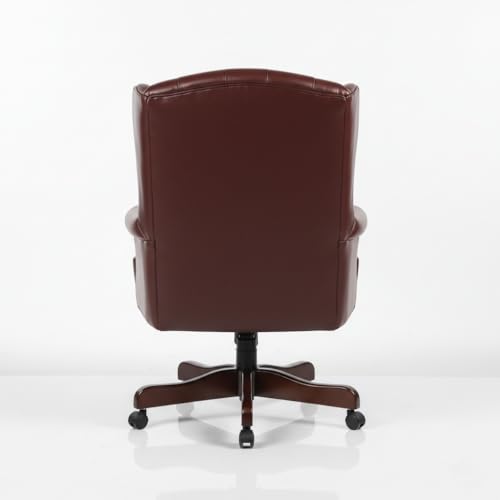 Image of High Back Office Chair |Leatherette & Wooden Chair |Height Adjustable & Tilt | Director & Executive Chair | Wooden with Polish | 5-Year Warranty & Free Assembly - (MSL-108)