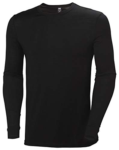 Helly Hansen Men's HH Merino Mid Long-Sleeve Thermal Baselayer Top, 991 Black, Medium
