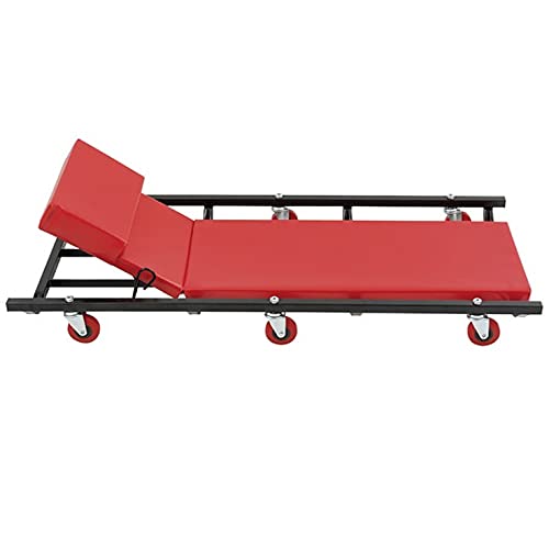 SIO Camilla de Mecánico Ajustable con Respaldo | Cama Deslizante para Taller Profesional con Ruedas Giratorias y Estructura Metálica Reforzada | Soporte hasta 150 kg
