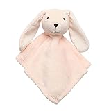 Security blankets (loveys) are cuddly companions and help baby learn to self soothe Made of an extra soft and cozy luxury fleece The blanket portion is perfectly sized at 12 X 12” Bunny’s face is embroidered, and her inner ears are white ribbed velou...