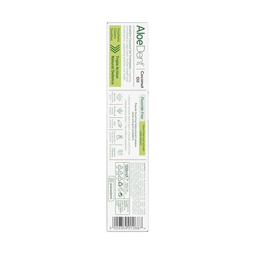 AloeDent Kokosöl Zahnpasta ohne Fluorid - Natürliche Pfefferminze, Dreifachwirkung, SLS-frei, Frischer Atem & Gesundes Zahnfleisch, Vegan, 100ml