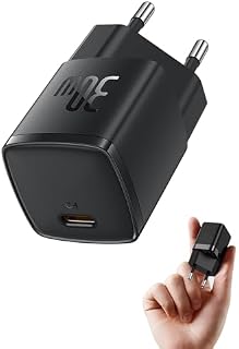 Baseus Ładowarka USB C GaN 30W, Zasilacz sieciowy PD 3.0 QC 3.0 PPS, szybka ładowarka, kompatybilna z iPhone 15/15 Pro/15 Pro Max/14 Pro / 12 Pro Max, Galaxy, Pixel 7-3, iPad (bez kabla do ładowania)