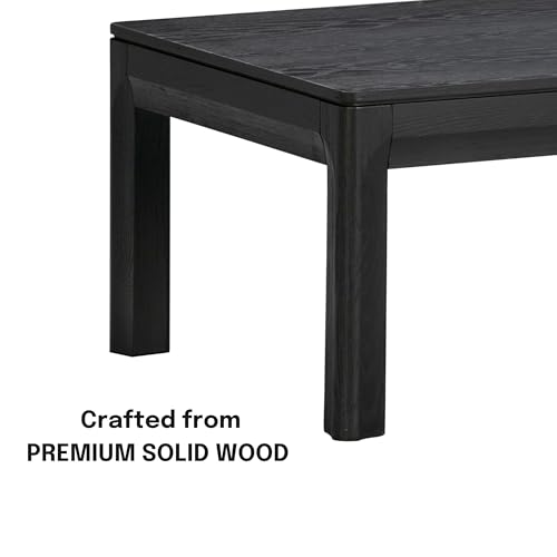Image of Flow Modern Wooden Rectangle Coffee Table with Hidden Drawer - Waterproof & Heat Resistant, Burnt Black