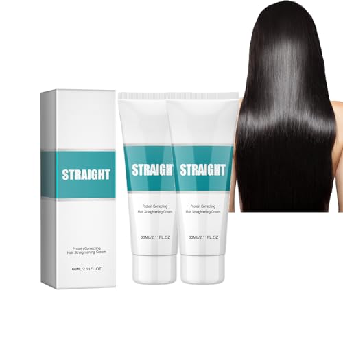 Dyceittdia Lot de 2 crèmes de lissage des cheveux, crème lissante protéinée, crème lissante sans rinçage, lissage des pointes fourchues, réparation des cheveux...