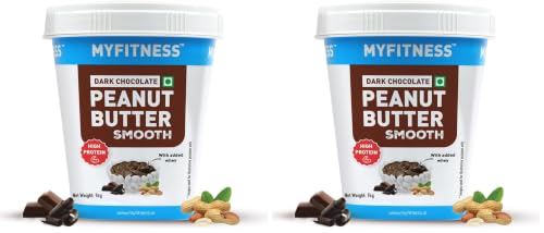 Image of MYFITNESS Peanut Butter High Protein Dark Chocolate Spread Smooth 1kg | Added Whey Protein | 26g Protein for Muscle Building | 6g Fiber | Pre & Post-Workout Snacks | Cholesterol Free | Zero Trans Fat