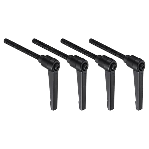 Image of uxcell 4pcs Lever Adjustable Handles M6 x 60mm Metric Male Thread with Nuts Washers, Level Clamping Handle Set Hand Stud Knobs Rotating Screw Handles Bolts with Locking Lever, Black