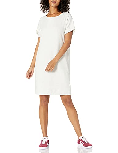 Amazon Brand - Goodthreads Women's Relaxed Fit Modal Fleece Short Roll-Sleeve Sweatshirt Dress, Pale Grey Heather , XX-Large
