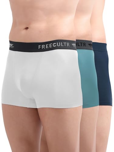 Image of Freecultr Men's Underwear Micromodal Airsoft Trunk - Sweat Proof, Ultra Soft, Anti-Bacterial, No Itch & No Chafing Fabric (Pack of 3) | Mens Underwear Combo Pack of 3