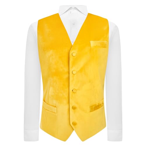Gilet jaune moutarde en velours King & Priory idéal pour mariages et grands événements