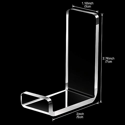Image of Headphone Hanger Hook and Headset Holder - Wall Mount With Adhesive Tape - Acrylic Mount for Game Headphones - Set of 4 Pcs