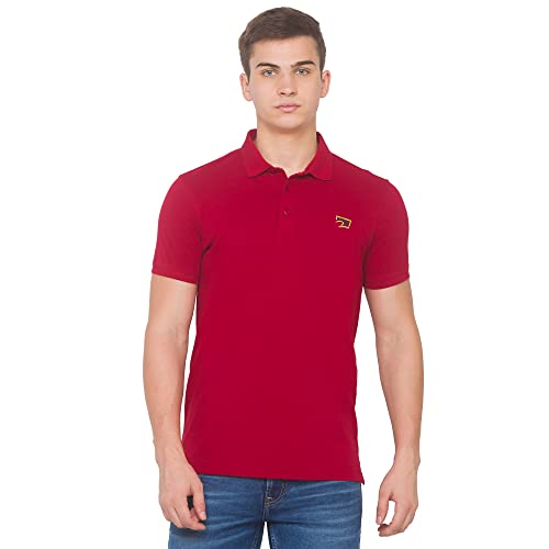 Image of Spykar Men's Embellished Slim Fit Polo T-Shirt