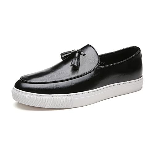 Men's Leather Tassel Slip On Loafers,Personalized Business Luxury Slip-on Leather Shoes,Slip-Resistant Driving Dress Shoes