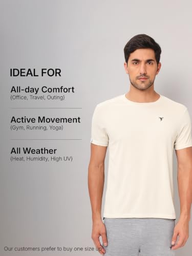 Image of TECHNOSPORT Men's Slim Fit Polyester Activewear Sports T-Shirt with Moisture-Wicking Comfort for Workout, Running & Gym