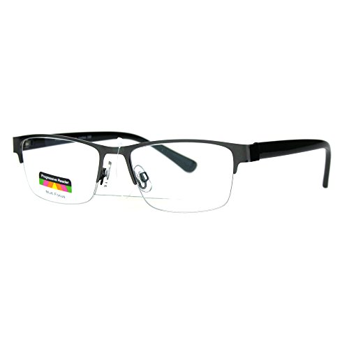 Mens Half Metal Rim Rectangular Multi 3 Power Focus Progressive Reading Glasses2