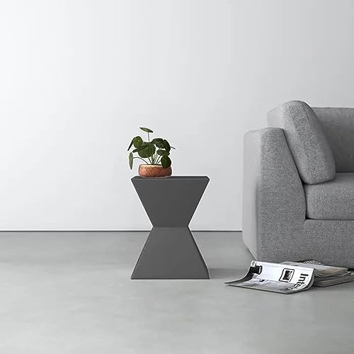 Image of Wooden Block Accent Side Table in Antique Wooden Design, Fully Assembled, End, Bedside Table and Nightstand, for The Living Room and Bedroom-Grey