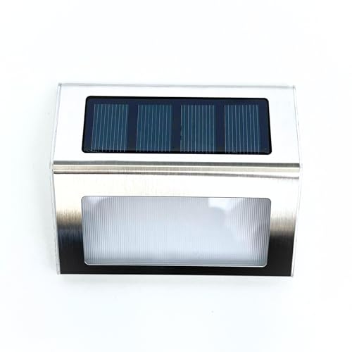 Kit 4 Arandela solar luminária slim inox lâmpada elegante para muro parede jardim corredor área exte