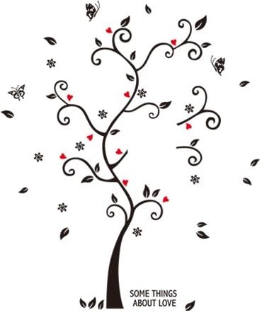 VersaBuy Vinilo Decorativo de Pared Árbol Negro con Corazones para Fotos – Adhesivo Familiar Elegante para Exhibir Retratos – Ideal para Salón, Dormitorio u Oficina – Tamaño 120x45 cm