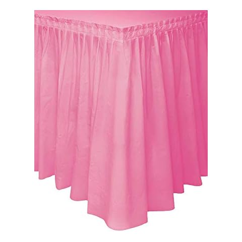 Unique Premium Hot Pink Solid Plastic Table Skirt Pack Of 1 Cover