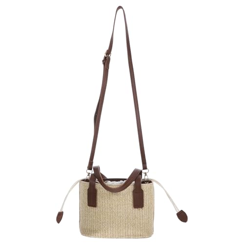 Sac seau de plage à main en paille tissée pour voyages shopping et été