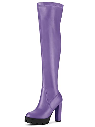 Allegra K Women's Platform Boots Chunky Heel Over Knee High Boots