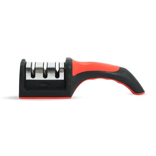 Image of 3-in-1 Professional Grade Knife Sharpener Pack of 1, Easy Handle Grip with Stable Base, 3-Stage Sharpening Tool for All Types of Knives