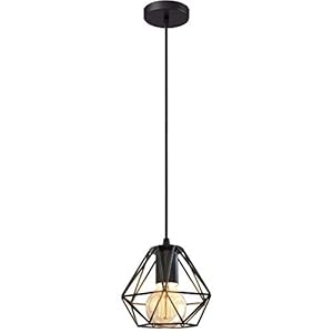 iDEGU kroonluchter, E27, vintage design, kooi-hanglamp, industriële lamp, ijzer, plafondlamp voor slaapkamer, woonkamer…