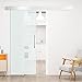 HOMCOM Puerta Corredera 205x90cm Puertas Correderas Satinada Deslizantes Cristal sin Obra
