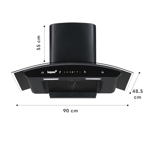 Image of Livpure Avian Neo 90 cm | Curved Glass | 1500 m /hr Suction | Filterless | Touch & Gesture Control | Low Noise | 10 Years Motor + 2 Years Comprehensive Warranty | Black
