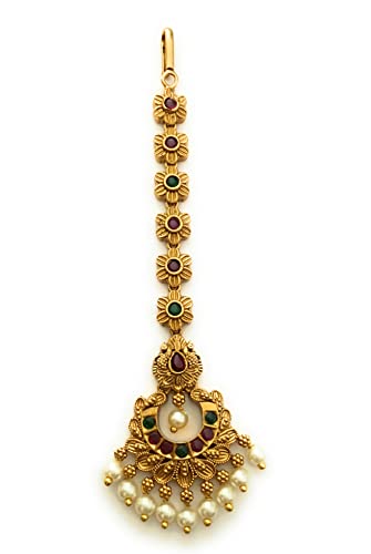 Sasitrends Mattee Gold Plated Temple Maang Tikka