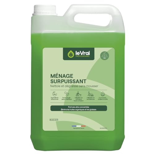 LE VRAI PROFESSIONNEL – Nettoyant Sol & Multi-Surfaces – Détergent Alcalin & Dégraissant Non Moussant – Apte Contact Alimentaire – Parfum Pin des...