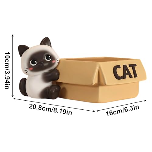 Cuenco de resina para llaves y joyas con figura de gato organizador decorativo de mesa 6