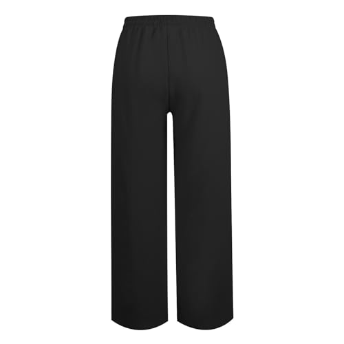 Cotton Linen Pants Women Plus Size, Summer Drawstring Fashion Vacation Trousers High Waisted Outfits Slacks Wide Leg4