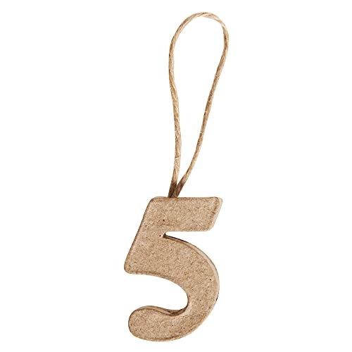 Rayher 67106000 Papier-Mâché Numbers 5 FSC Recycled 100% 4 x 2.6 x 1 cm with H