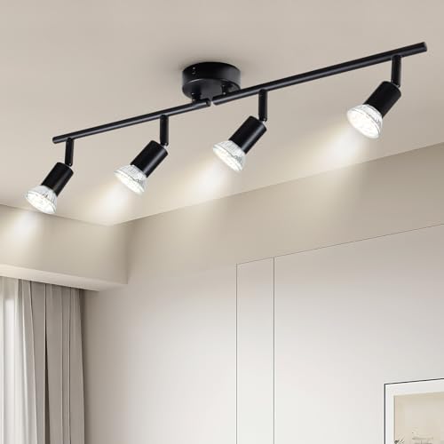 Dougelec Plafonnier Spot Plafond 4 Spots LED Orientable GU10 Éclairage de Plafond Plafonnier Luminaire Spot Applique Muraux Moderne Intérieur pour Cuisine...