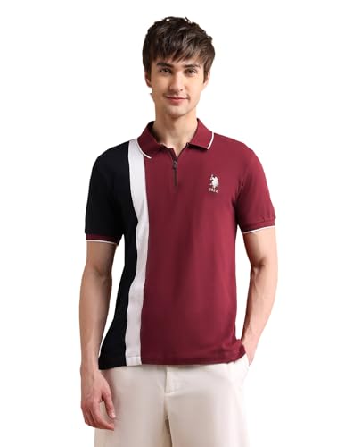 Image of U.S. POLO ASSN. Slim Fit Polo T Shirts for Men - 100% Cotton, Half Sleeves Mens Tshirt