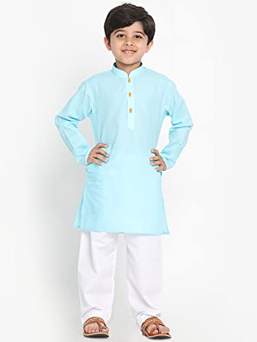 Image of JBN Creation Boys Cotton Blend Kurta Pyjama Set - Ethnic Elegance for Festivals | Comfortable Classic Collar Full Sleeves Kurta for Kids