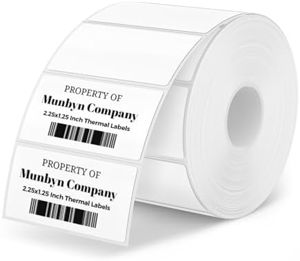 MUNBYN 57mmx32mm Direct Thermal Labels, Self-Adhesive Address Shipping Thermal Stickers, BPA&BPS Free Barcode Thermal Papers-1 Roll,1000 Labels