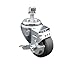 Thermoplastic Rubber Swivel Threaded Stem Caster - 3.5" x 1.25" Gray Wheel and 1/2" Stem & Top Locking Brake - 230 lbs Capacity/Caster - Service Caster Brand