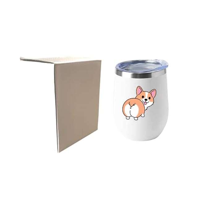 12 OZ Corgi Tribal Wine Tumbler - Vacuum Insulated Travel Mug with Lid, Funny Inspirational Gift for Women, Mom, Sister, Best Friend, Coworker - Mothers Day Christmas Gift