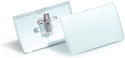 Durable Click Fold Name Badge 54 x 90 mm with Combi Clip Transparent | Pack of 25 | Ideal for Events and Visitor Management