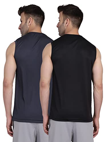 Image of Men's Regular Fit Sleeveless T-Shirt (Pack of 2)