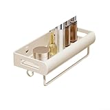 Mensola da bagno senza fori, colore bianco crema, per piccoli servizi igienici, balconi, lavabi, organizzare oggetti senza fissaggi permanenti (30 cm)