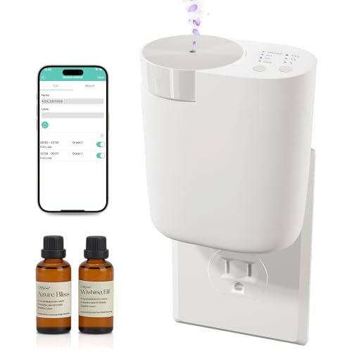 MQLMF Plug in Diffuser - 800 Sq Ft,No Wobble Design,Secure Wall Fit,Timer Control&Scent Intensity Button,Bluetooth APP,Waterless Scent Diffusers Home,Essential Oil Plug in Wall Diffuser – White