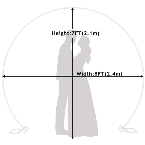 Image of Putros Round Backdrop Stand 8ft, Round Balloon Arch Stand White Circle Arch