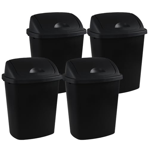 Caneca de basura de plástico 7 galones negra con tapa basculante 4 pack miniatura 7
