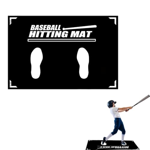 Fouytui 野球練習マット 両面滑り止め 野球バッターマット ソフトボール バッタースタンストレーニング 投球・打撃姿勢トレーニングマット 自宅・室内・屋外用 学童・少年・大人向け 野球用品 (ブラック,40x60cm)