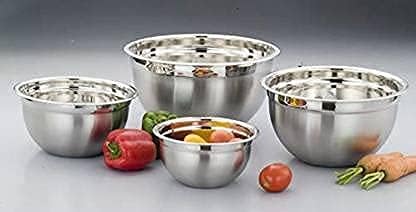 Image of Shiyon Stainless Steel Mixing Bowls Set Without Lid-Silver (4 Bowl Set)