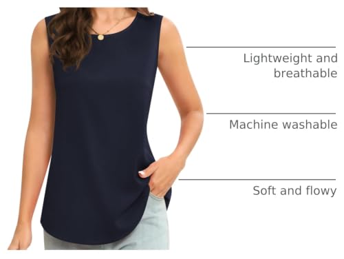 Image of Women's Sleeveless Chiffon Tank Top Business Casual Blouse Tunic Top