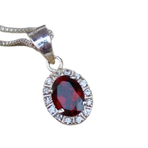 Pendentif grenat rouge naturel 16x13mm et collier argent 925 femme